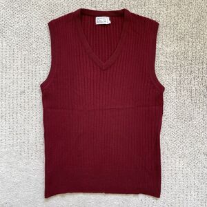 Vintage 80s JCPenney Small Red Sweater Vest Ribbed Boys 18